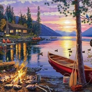 Buffalo Games - Darrell Bush - Canoe Lake -1000 Piece Jigsaw Puzzle For Adults - Challenging Puzzle Perfect for Game Nights - Finished Puzzle Size is 26.75 x 19.75