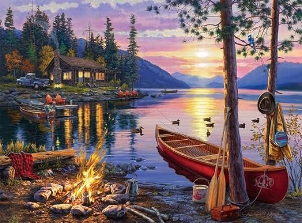 Buffalo Games - Darrell Bush - Canoe Lake -1000 Piece Jigsaw Puzzle For Adults - Challenging Puzzle Perfect for Game Nights - Finished Puzzle Size is 26.75 x 19.75