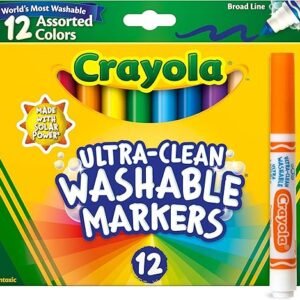 Crayola Broad Line Markers (12ct), Washable Markers for Kids, Arts & Crafts Supplies, Coloring Markers, Gifts for Kids & Toddlers, 3+