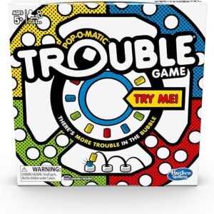 Hasbro Gaming Trouble Kids Board Game, Pop-o-Matic Trouble Game, Kids Games for 2-4 Players, Family Board Games for Kids, Kids Gifts, Ages 5 and Up, Packaging May Vary