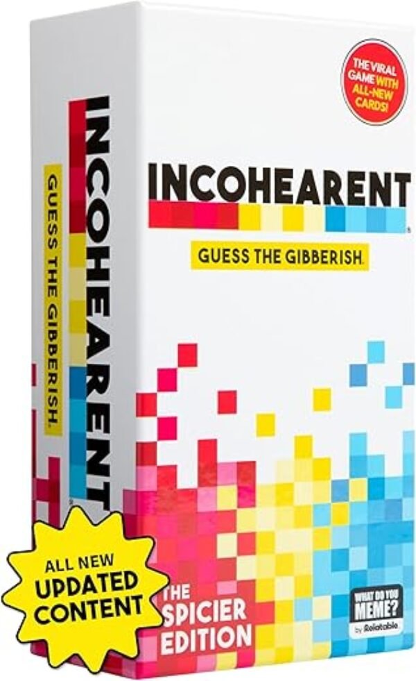 Incohearent, The Guess the Gibberish Party Game by Relatable, A Funny Card Game for Adults, Great for Bachelorette Party Games or Game Night Games, Includes 400 Cards, Instructions, and 1 Sand Timer