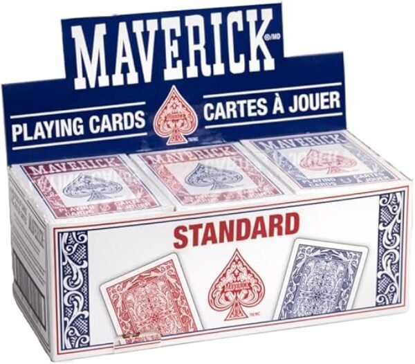 Maverick Playing Cards, Standard Index, Red and Blue, 12 Pack