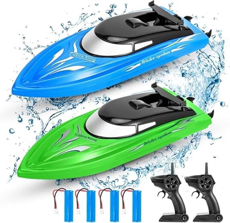 2-Pack RC Boats for Pools and Lakes - High-Speed 10km/H, 2.4GHz Remote Control Boats for Kids and Adults, 4 Rechargeable Batteries Included