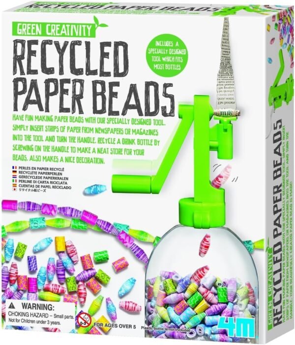 4M Green Creativity Recycled Paper Beads Kit - Arts & Crafts Upcycle Decorative Jewelry Art Gift for Kids & Teens, Boys & Girls Small