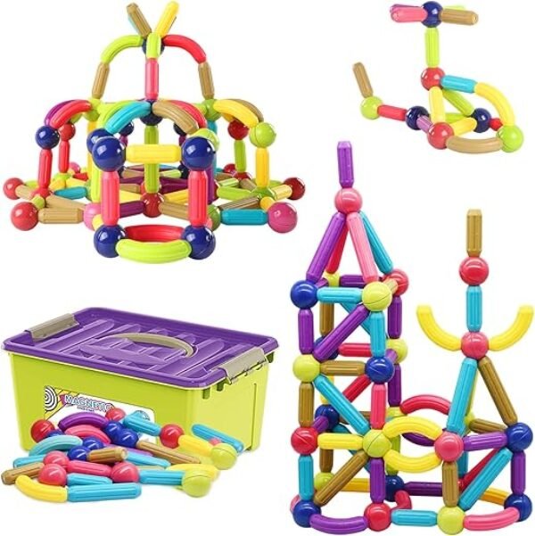 88 Piece Magnetic Balls and Rods Set,Magnetic Building Toys Colorful DIY STEM Building Blocks Sticks for Ages 3+ Year Old Children Boy Girl Educational Construction Toy