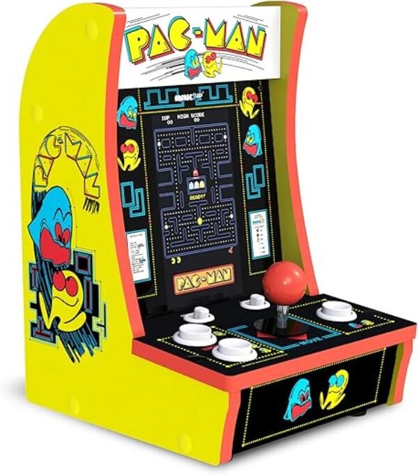 Arcade1Up PAC-Man Countercade – 3 Classic Games, Retro Game Console for Home, Portable Console with 7-inch Screen, Table-top Video Game for Game Room