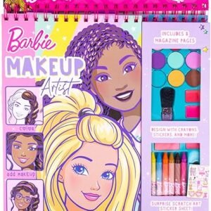Barbie Makeup Artist Magazine by Horizon Group USA, Create Your Own Hair & Makeup Looks Using 130+ Stencils, 180+ Stickers, Crayons, Pretend Makeup & More