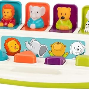 Battat – Cause-And-Effect Toy – Developmental Toy With Buttons & Colors – Color Sorting Animal Toys – For Kids, Toddlers, Babies – 18 Months + – Pop-Up Pals