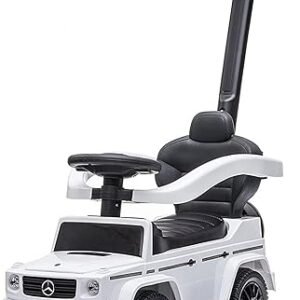 Best Ride On Cars Kids Outdoor Stroller Mercedes G-Wagon for Toddlers 1 to 3 Years Old with Music, Horn Sounds, and Handle, White