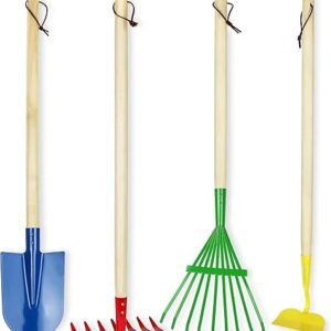 Click N' Play 4-Piece Kids Gardening Set With Shovel, Rake for Yard - Outdoor Toys for Ages 3-8 to Play in Leaves