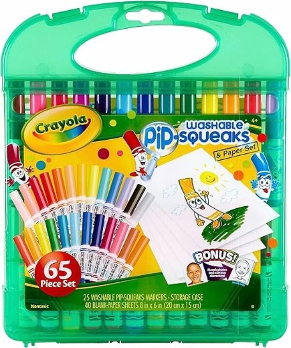 Crayola Pip Squeaks Washable Marker Set (65ct), Coloring Set, Art Supplies for Kids, Drawing Kit, Kids Travel Activity, Easter Basket Stuffer, 4+