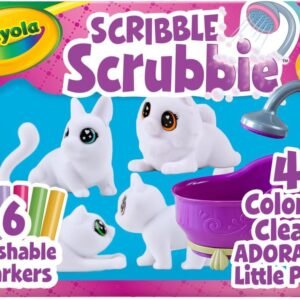 Crayola Scribble Scrubbies Tub Set (4 Pets), Washable Pet Care Toy, Coloring Animal Craft, Toys for Girls & Boys, Gifts for Kids, Ages 3+