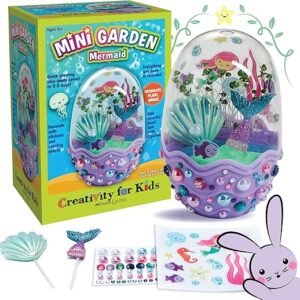 Creativity for Kids Mini Garden: Mermaid Terrarium Kit - Mermaid Gifts for Girls, Crafts for Kids and Mermaid Toys Ages 6-8+, Stocking Stuffers for Kids