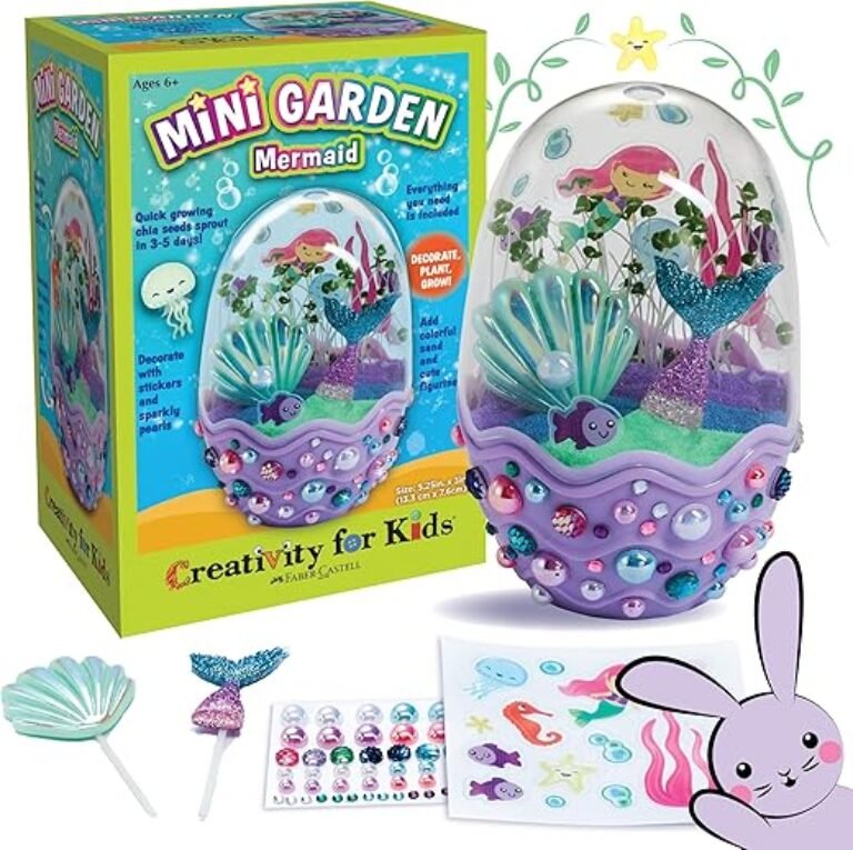 Creativity for Kids Mini Garden: Mermaid Terrarium Kit - Mermaid Gifts for Girls, Crafts for Kids and Mermaid Toys Ages 6-8+, Stocking Stuffers for Kids