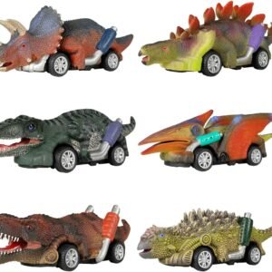 DINOBROS Dinosaur Toy Pull Back Cars,6 Pack Dino Toys for 3 Year Old Boys Girls and Toddlers,Boy Toys Age 3,4,5 and Up,Pull Back Toy Cars,Dinosaur Games with T-Rex