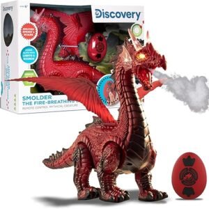 Discovery Kids RC Dragon Smoke, Large Dinosaur Toy w/Actual Smoke Breath, Wing-Flapping, Roaring, Light-Up, Realistic Sound, Easy to Use Remote Control, Fire Mist, Fun Robot Birthday