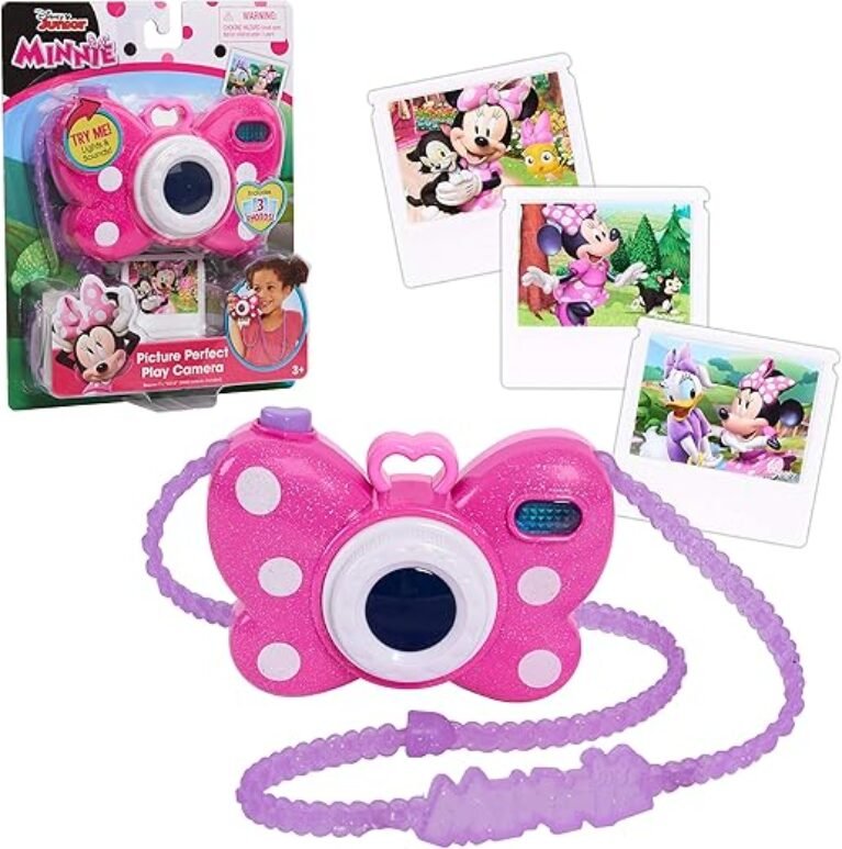 Disney Junior Minnie Mouse Picture Perfect Pretend Play Camera, Lights, Realistic Sounds, Officially Licensed Kids Toys for Ages 3 Up by Just Play
