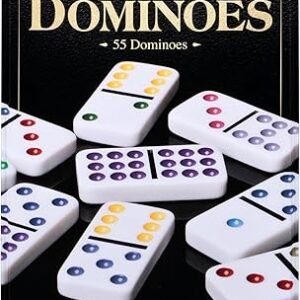 Double Nine Dominoes Set in Storage Tin, for Families and Kids Ages 8 and up