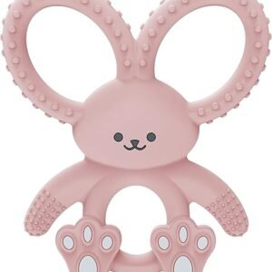 Dr. Brown's Flexees Pink Bunny, Soft 100% Silicone Baby Teether, BPA Free, 3m+