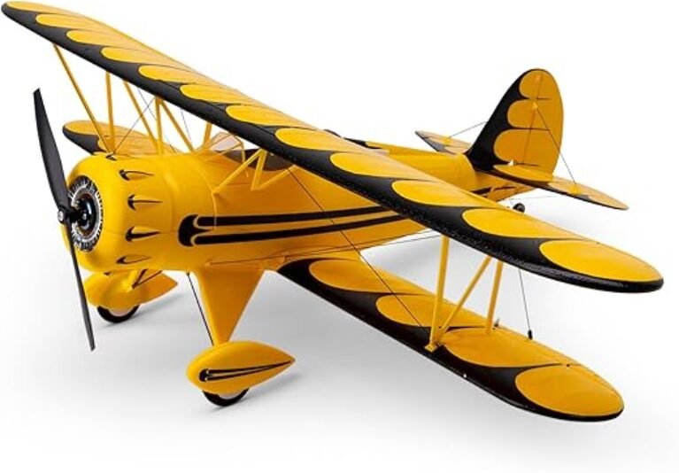 E-flite RC Airplane UMX WACO Yellow BNF Basic Transmitter Battery and Charger Not Included with AS3X & Safe EFLU53550Y