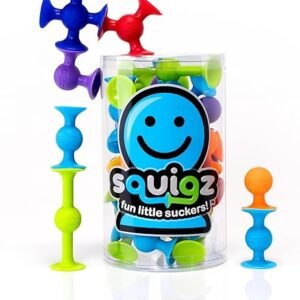 Fat Brain Toys Squigz Starter Set, 24 Piece Suction Toys, Suction Bath Toys, Sensory Toys for Kids 3 and Up