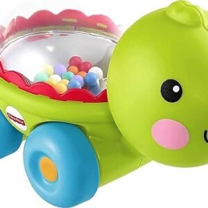 Fisher-Price Baby Crawling Toy Poppity Pop Turtle Push-Along Vehicle with Ball Popping Sounds for Infants Ages 6+ Months​