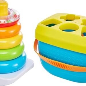 Fisher-Price Infant Toy Set, Baby’s First Blocks (10 Shapes) and Rock-a-Stack Ring Stacking Activity for Ages 6+ Months​