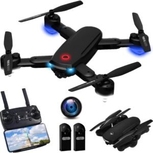 Foldable Drone with 720P Camera, WiFi FPV, Altitude Hold, Gesture Photography - App Controlled RC Quadcopter for Adults (2 Batteries)