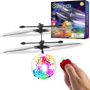 Force1 Orbiter Flying Orb Ball Toy Hand Operated Spinner Drones for Kids - Mini UFO Drone Toys with Remote, Rechargeable LED Indoor Floating Hover Hand Controlled Orb Toys