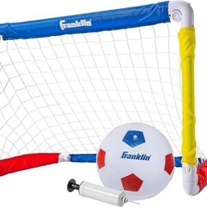 Franklin Sports Kids Mini Soccer Goal Sets - Backyard + Indoor Mini Net and Ball Set with Pump - Portable Folding Youth Soccer Goal Sets for Kids + Toddlers - 24" x 16"