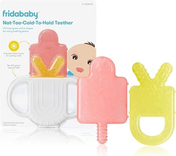 Frida Baby 4-in-1, Baby Teether, Baby Teething Toy, Easter Basket Stuffer for Kids, Soothes Gums Hot & Cold, Silicone Teething Toys, BPA-Free