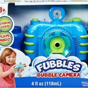 Fubbles Bubble Camera with Realistic Shutter Sound, Fun Lights and Music. Includes Premium Bubble Solution, Blue (47301E)