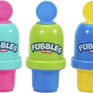 Fubbles Bubbles No-Spill Bubble Tumbler for Babies Toddlers and Kids | Includes 6oz Bubble Solution and Bubble Wand (Tumbler Colors May Vary)(Pack of 3)