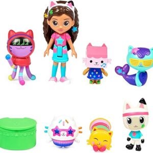 Gabby’s Dollhouse, Dance Party Theme Figure Set with a Gabby Doll, 6 Cat Toy Figures and Accessory Kids Toys for Ages 3 and up!