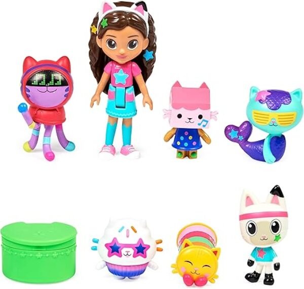 Gabby’s Dollhouse, Dance Party Theme Figure Set with a Gabby Doll, 6 Cat Toy Figures and Accessory Kids Toys for Ages 3 and up!