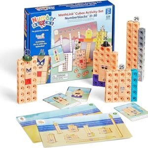 hand2mind MathLink Cubes Numberblocks 21-30 Activity Set, 20 Preschool Learning Activities, Counting Blocks, Linking Cubes, Educational Toys for Kids, Number Games, Math Manipulatives Kindergarten