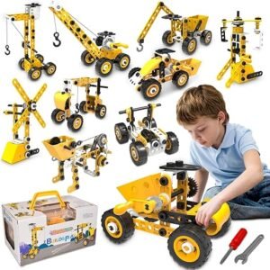 HOMETTER Educational Building Toys, STEM Learning Toy, 10 in 1 Construction Set for Preschool Kids, Engineering Toys Creative Set, Christmas Idea Gift for Boys Age 5 6 7 8 9 10+ Years Old