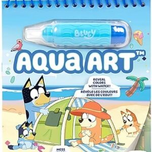 Horizon Group USA Bluey Aqua Art - Reusable Water Reveal Activity Pages With Water Pen for No-Mess Drawing and Coloring