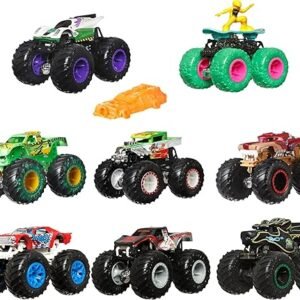 Hot Wheels Monster Trucks Set,Easter Basket Stuffers, 1 Toy Truck in 1:64 Scale & 1 Crushable Car, Vehicle Play for Kids & Collectors (Styles May Vary)