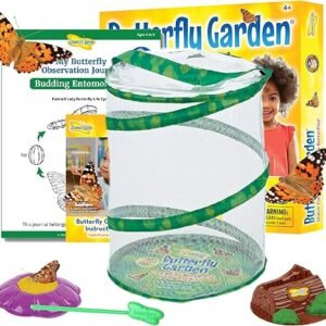 Insect Lore Butterfly Garden Kit, Painted Lady Butterfly Kit with Voucher for Live Caterpillars, Butterfly Habitat, STEM Journal & More