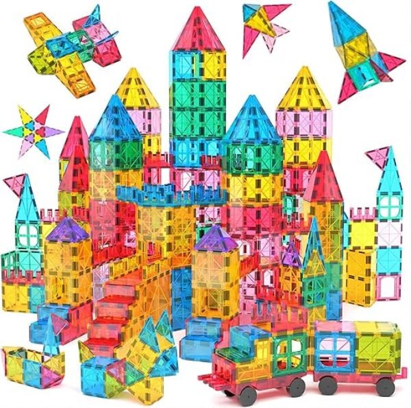 Jasonwell Magnetic Tiles Building Blocks Set for Boys Girls Preschool Educational Magnet Construction Kit Stacking STEM Toys Christmas Birthday Gifts for Kids Toddlers 3 4 5 6 7 8 9 10 + Year Old