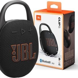 JBL Clip 5 - Ultra-Portable, Waterproof & Dustproof Bluetooth Speaker, Big Pro Sound with Punchy bass, Integrated Carabiner, Up to 12 Hours of Play, Made in Part with Recycled Materials (Black)