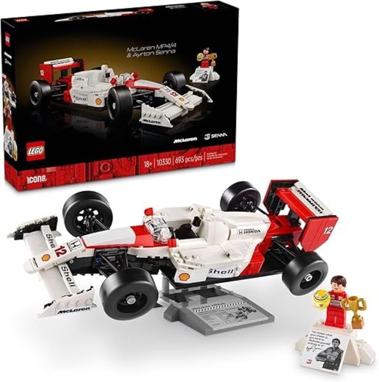 LEGO Icons McLaren MP4/4 & Ayrton Senna Minifigure Model Car Kit - Buildable F1 McLaren Set for Adults, Ages 18+ - Birthday Gift for Men, Women, Car Lovers - 10330