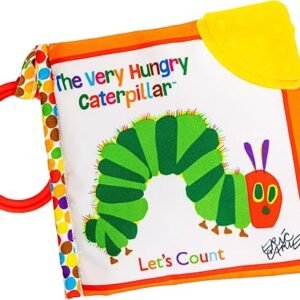 Let's Count Soft Book - World of Eric Carle the Very Hungry Caterpillar Baby on the Go Clip Teething Crinkle Soft Sensory Book for Babies, 5.25x5.25 Inch