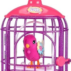 Little Live Pets - Lil' Bird & Bird Cage: Tiara Twinkles, New Light Up Wings with 20 + Sounds, and Reacts to Touch