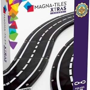MAGNA-TILES XTRAS: Roads 12 Piece Magnetic Construction Set, The ORIGINAL Magnetic Building Brand