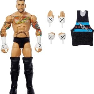 Mattel WWE Top Picks Elite Action Figure & Accessories Set, CM Punk 6-inch Collectible with Swappable Hands, Ring Gear & 25 Articulation Points
