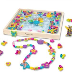 Melissa & Doug Created by Me Bead Bouquet Deluxe Wooden Bead Set With 220+ Beads for Jewelry-Making Kits for Kids 4+ - FSC-Certified