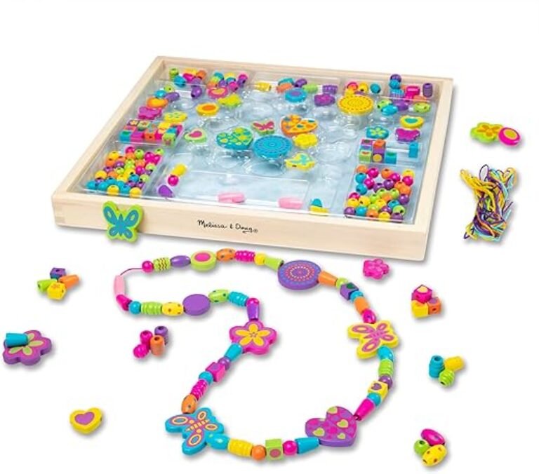 Melissa & Doug Created by Me Bead Bouquet Deluxe Wooden Bead Set With 220+ Beads for Jewelry-Making Kits for Kids 4+ - FSC-Certified