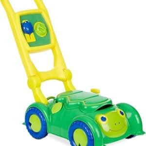 Melissa & Doug Sunny Patch Snappy Turtle Lawn Mower - Pretend Play Toy for Kids - Turtle-Themed Pretend Kids Lawn Mower Developmental Push Toy For Toddlers